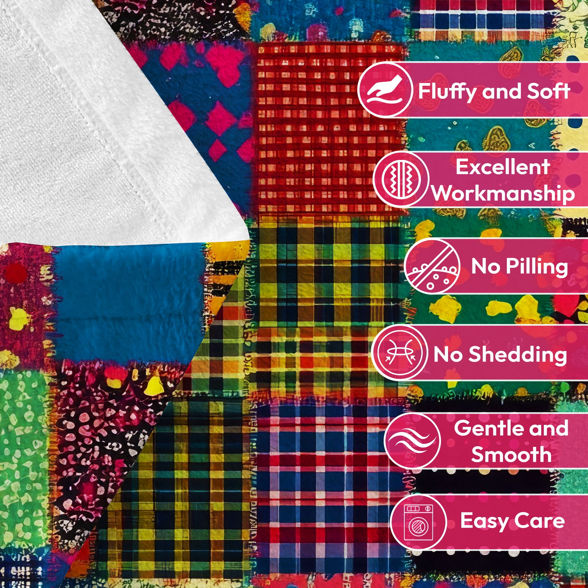 Flannel Fleece Throw Blanket, Soft Large Throw Blanket, Lightweight Cozy Plush Throw Blanket Fit Sofa Bed, 30"x40", Patchwork Floral Pattern