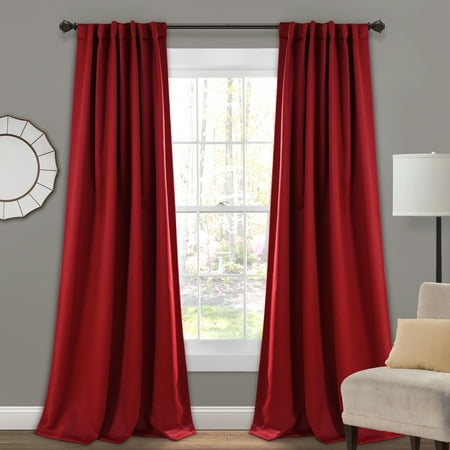 Lush Decor Insulated Back Tab Blackout Window Curtain Panels Red
