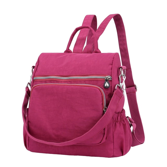 Sac à Dos à Multiples Fermetures Éclair, Petits Sacs à Dos en Nylon, Mini Sac à Dos – Sac à Dos de Voyage à Bandoulière, Sac de Jour Décontracté 11,81 X 11,81 Po Sac Cartable, Mini Sac à Dos de Randonnée Imperméable (Rouge Vin)