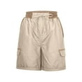 thumbnail image 5 of Zpanxa Womens Athletic Shorts, Plus Size Shorts, Casual Solid Color High Waist Cargo Shorts A-Line Loose Wide Leg Casual Yoga Shorts, Running Shorts, Comfy Beach Shorts, Cycling Shorts Khaki 3XL, 5 of 8