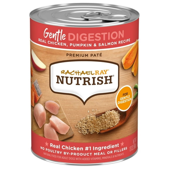 Rachael Ray Nutrish Premium Paté Gentle Digestion Real Chicken, Pumpkin & Salmon Recipe Wet Dog Food, 13 oz. Can