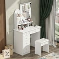 thumbnail image 3 of FUFU&GAGA Makeup Vanity Set Table With LED Light &Mirror & Stool White 1-Piece, 3 of 5