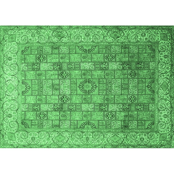 Ahgly Company Indoor Rectangle Persian Emerald Green Traditional Area Rugs, 3' x 5'