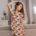 thumbnail image 3 of Fotbe Santa Claus bells Snowman Bata de Dormir para Mujer con Estampado, Camisón de Algodón de Manga Corta, Ropa de Dormir Casual, 3 of 6