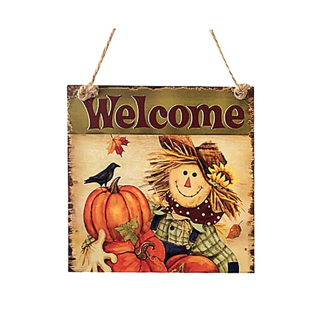 CEHVOM Fall Ornament Welcome Sign Decorative Vintage Wall Hanging Home Garden