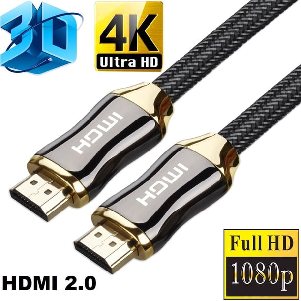 2 0 Hdmi Cable Ready For For Ps3 Ps4 Pc Tv Xbox 28awg Goldplate Braided Cord Hdmi Cable 4k 6ft Walmart Com Walmart Com