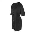 thumbnail image 5 of Women's Solid Loose V-Neck Ladies Casual Half Sleeve Button Pocket Mini Dress Knit Dress Women Button Front Dress Womens Summer Dresses Sexy Woman's Dresses Summer Women Vintage Dress Dress for Women, 5 of 6