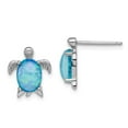 thumbnail image 1 of 925 Sterling Silver Created Opal Turtle Post Earrings; for Adults and Teens; for Women and Men, 1 of 1