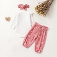 thumbnail image 3 of Betivan Baby Boys Girls 3 Pieces Outfit Set Long Sleeve Round Neck Jumpsuit, Heart Print Elastic Waist Pants & Headband, Soft Comfortable Newborn Clothes for Daily, Home, Outdoor, Travel Sizes 0-24M, 3 of 9