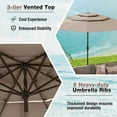 thumbnail image 6 of Costway 10 ft 3-tier Vented Patio Umbrella Large Market Table Umbrella Outdoor Sun Shade Brown, 6 of 10