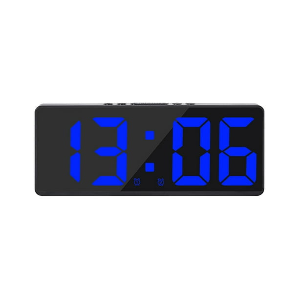 Pisexur - Reloj despertador digital para hombre, LED, pantalla digital grande, moderno, totalmente funcional, para escritorio, mesita de noche, estudio, cocina, marco negro, electrónica para niños, o