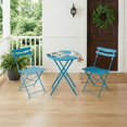 thumbnail image 6 of IdealHouse 3 Piece Patio Bistro Set, Folding Patio Bistro Table and Chairs Set of 2, Outdoor Patio Furniture Set, Metal Structure, No Assembly Need, for Balcony Yard Garden, Peacock Blue, 6 of 7