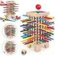 thumbnail image 2 of Torre de madera con 42 palitos, 6 bolas y dados. Juego de mesa educativo de matemáticas para el desarrollo de la motricidad fina. Regalo ideal para niños y niñas., 2 of 5