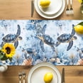 thumbnail image 4 of Burlap Table Runner 90 Inches Long, Ocean Life Sea Turtle Coral Shell Non-Slip Kitchen Table Runners for Dining Room Everyday Use Party Table Decorations Marine Starfish Jellyfish, 4 of 9