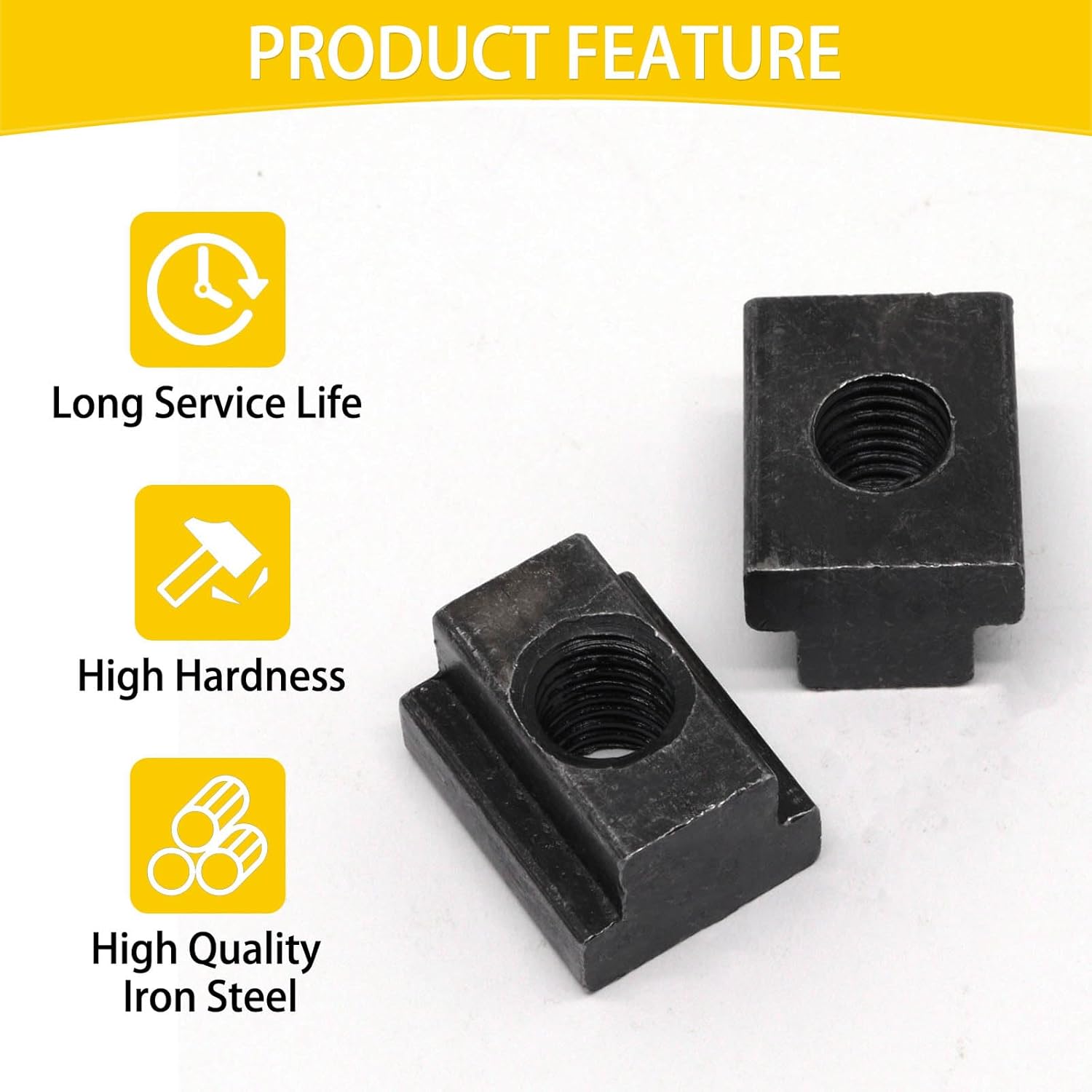 T-Slot Nuts 10 Pieces, 10 Thread Black Oxide Coated Hardware Sliding Nuts for Machine Tool Tables, 8.8 Grade
