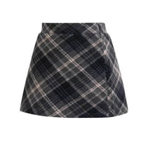 GLCCG Kids Girl's Wool Plaid Skirt Fall Winter High Waisted A Line Short Skirts Trendy Casual Warm School Uniform Plaid Skirt 3-13 Years