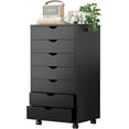 thumbnail image 2 of 7 Drawer Storage Organizer, 34.25'' Height File Cabinets Dressers With Wheels, Wood Cabinet For Home Office, Bedroom, Study, Black, 2 of 8