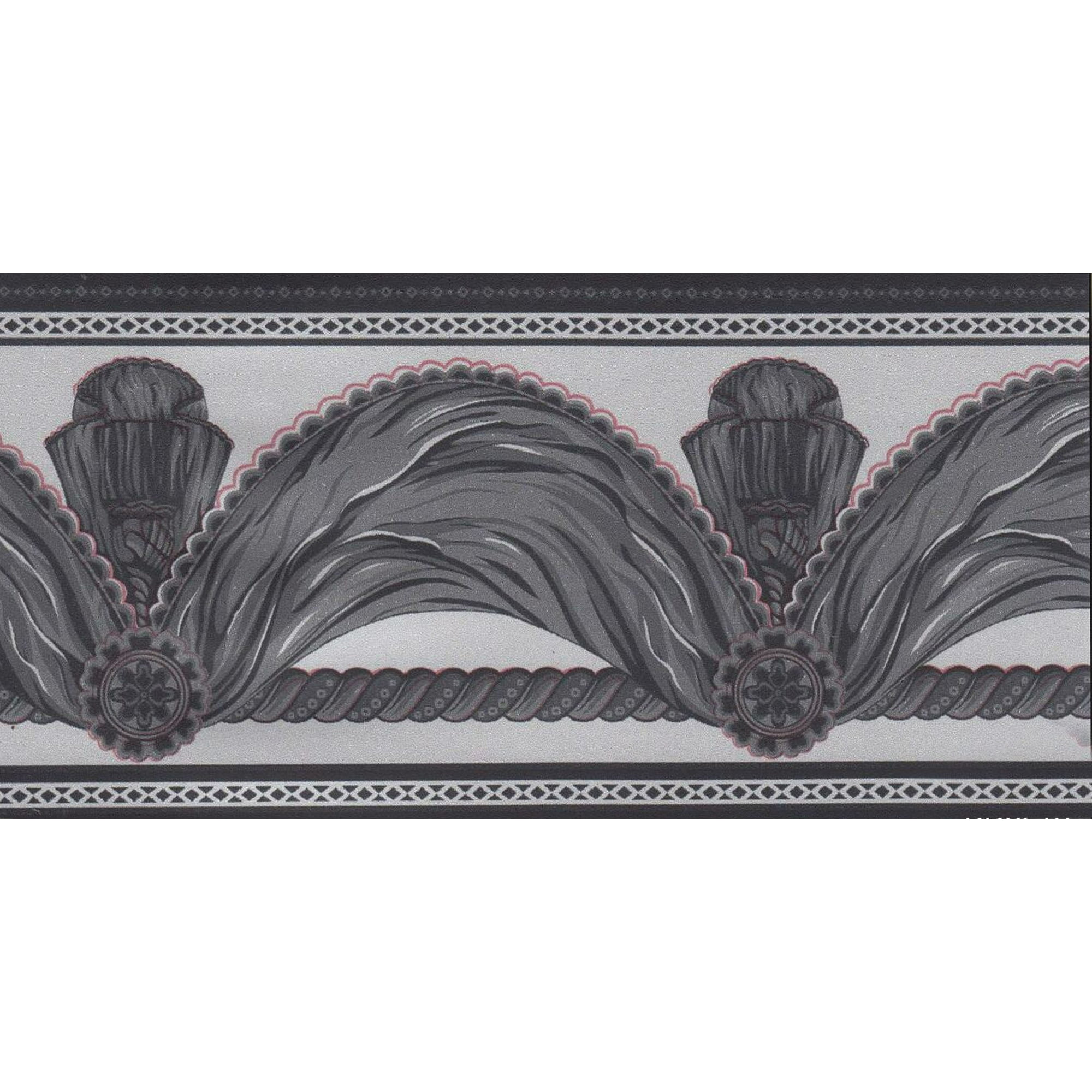 Peel and Stick Faux Charcoal Grey Black Curtains Light Grey Wallpaper Border Retro Design, Roll 33 ft. x 4 in., Self Adhesive Peel and Stick Faux Charcoal Grey Black Curtains Light Grey Wallpaper Border Retro Design, Roll 33 ft. x 4 in., Self Adhesive