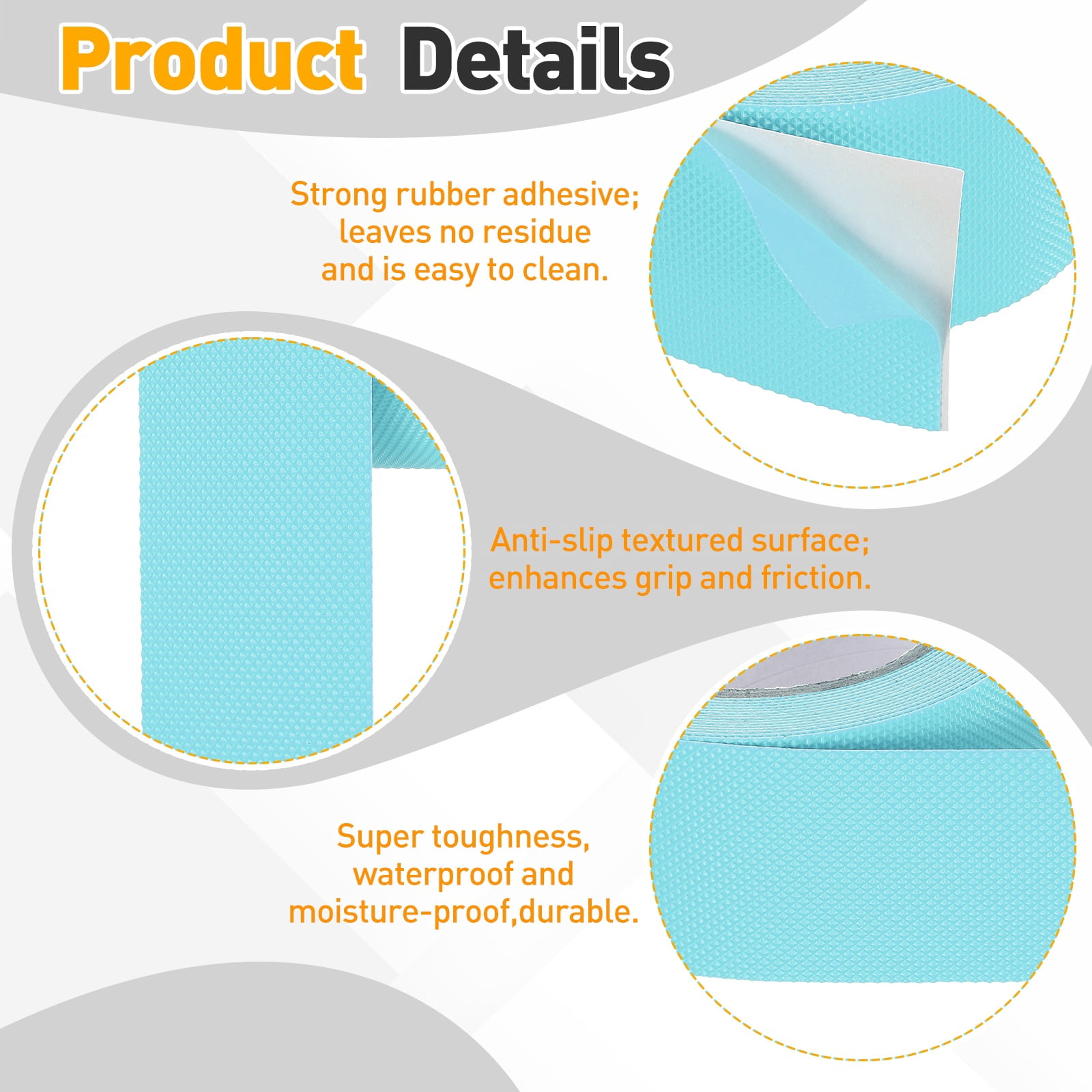Uxcell 2 Pack Rubber Grip Tape, 2 in x 16 ft Non-Slip Tape with Texture Waterproof Adhesive Non-Abrasive Grip Tapes for DIY Tool, Indoor & Outdoor Stair Steps, Ramp, Light Blue