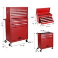 thumbnail image 3 of Noaman 8-Drawer Rolling Tool Storage Cabinet with Detachable Top Tool Box, 24.4"L x 13"W x 42.5"H, Steel Construction, Lockable Wheels & Side Hooks, Red, 3 of 7