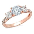 thumbnail image 3 of 1.97 ct Round Cut Natural Aquamarine 3 Stone 18K Rose Gold Womens Engagement Ring, 3 of 6