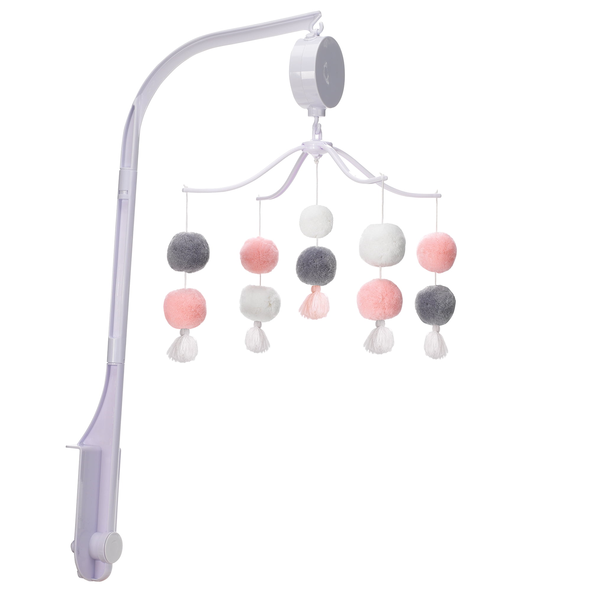 Bedtime Originals Blossom Pink/Gray Pom Pom Musical Baby Crib Mobile Soother Toy