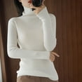 thumbnail image 3 of Mujeres Jumpers Damas Otoño Invierno Sólido Cuello alto Tejido Suéter Manga larga Yuyangstore Suéter de punto mujer, 3 of 5
