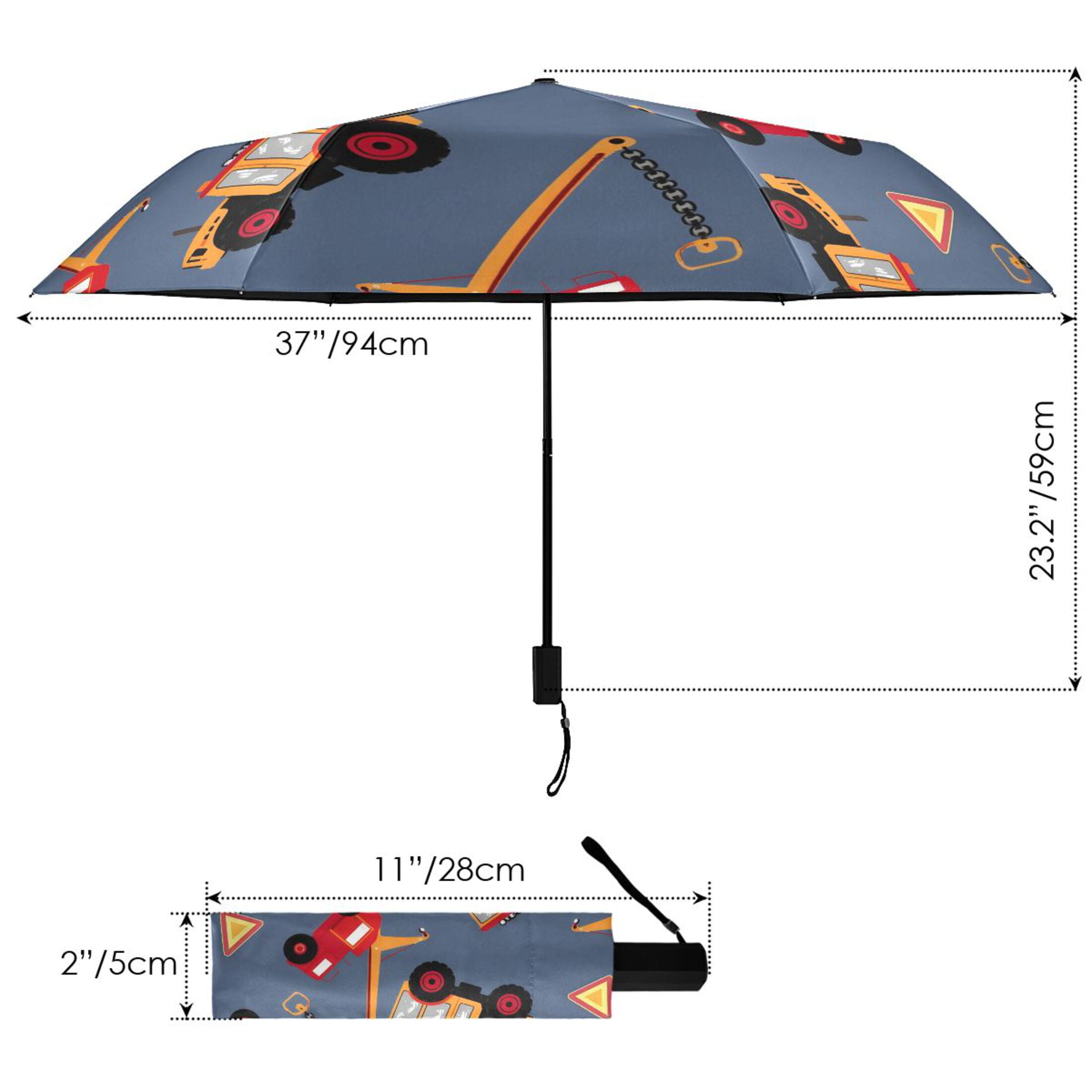 ALAZA Truck Cartoon UPF 50+ Compact Folding Umbrella for Rain Travel Umbrella Packable