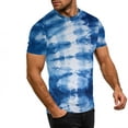 thumbnail image 5 of Staron Men's and Women's Tie Dye Gradient Printed Casual Round Neck Short Sleeve T-Shirt Vintage Graphic Tee Loose Fit Stretchy, Blue S, 5 of 7