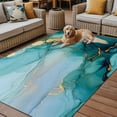 thumbnail image 2 of Fsddascl Turquoise Gold Marble Outdoor Rug for Patio/Deck/Porch, Non-Slip Large Area Rug 5 x 8 Ft, Abstract Simple Geometric Indoor Outdoor Rugs Washable Area Rugs, Reversible Camping Rug Carpet, 2 of 5