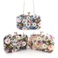 thumbnail image 2 of Yellow Bolso de mano de fiesta de noche floral colorido para mujer Bolso retro Bolso con cuentas, 2 of 5