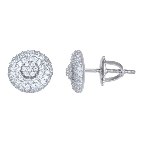 Sterling Silver Mens Cubic-Zirconia Fashion Stud Earrings