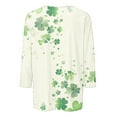 thumbnail image 4 of Diufon T-Shirts de la Saint-Patrick pour Femmes, Grande Taille, Imprimé Trèfle, Manches 3/4, Col Rond, 4 of 5