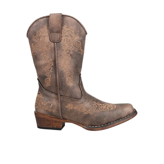 Roper Girls Riley Scroll Snip Toe Cowboy Mid Calf Boots