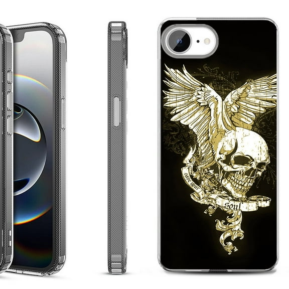 Shockproof Protective Phone Case for iPhone 16e, by OneToughShield - Wing Skull