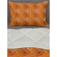 thumbnail image 3 of Orange Comforter & Sham Bedding Set, Grunge Radial Pattern Abstract Floral Inspired Doodle Hand Drawn Blossoms, 3 pcs Duvet Set Microfiber Filling Quilt, 5 Sizes, Yellow Brown White, by Ambesonne, 3 of 4
