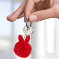 thumbnail image 2 of Plush Faux Fur Pom Pom Keychain with Rabbit Ear Design and Metal Clasp for Bags Backpacks and Keys Accessories Gifts, 2 of 3