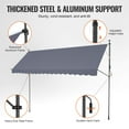 thumbnail image 5 of KFFKFF 178 x 47" Retractable Patio Awning, Manual Crank Handle Sunshade Shelter, Outdoor Canopy for Deck, Adjustable Height Ranging 86 to 122 in, Suitable for Patio/Balcony/Yard, Dark Gray, 5 of 9