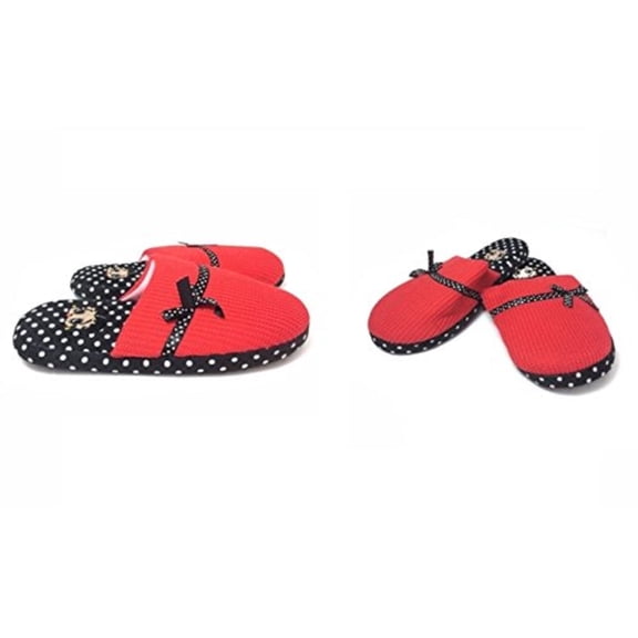 Betty Boop Ultra-Soft Adult Women Plush Pinup Scuffs Cozy Non-Skid Slippers (Size XL, Polka Dot)