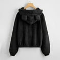 thumbnail image 3 of Women Solid Color Coat Fluffy Jacket Button Down Overcoat Long Sleeve Cardigan Warm Winter Overcoat Windproof Outer Coat, 3 of 3