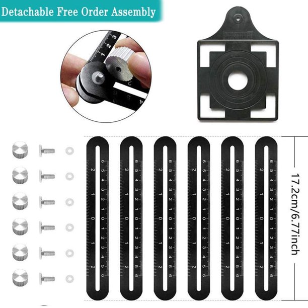 Regla de medición multiángulo con orificio de posicionamiento, regla plegable de aleación de aluminio de 6 lados, herramienta de medición de plantilla Angleizer, negro ShuxiuWang 8390612915277