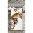 thumbnail image 3 of Ambesonne Tiger Quilted Bedspread Set 2 Pcs, Japanese Hand Drawn, Twin Size, Black Pale Brown, 3 of 3