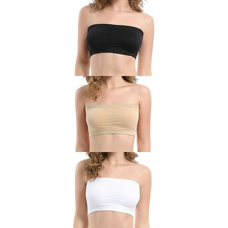 Seamless Plus Size Strapless Bras Bandeau Padded Bralettes Stretchy Bandeau  Tube Top No Strap Bra for Women with Pads(Nude,XXL) at  Women's  Clothing store