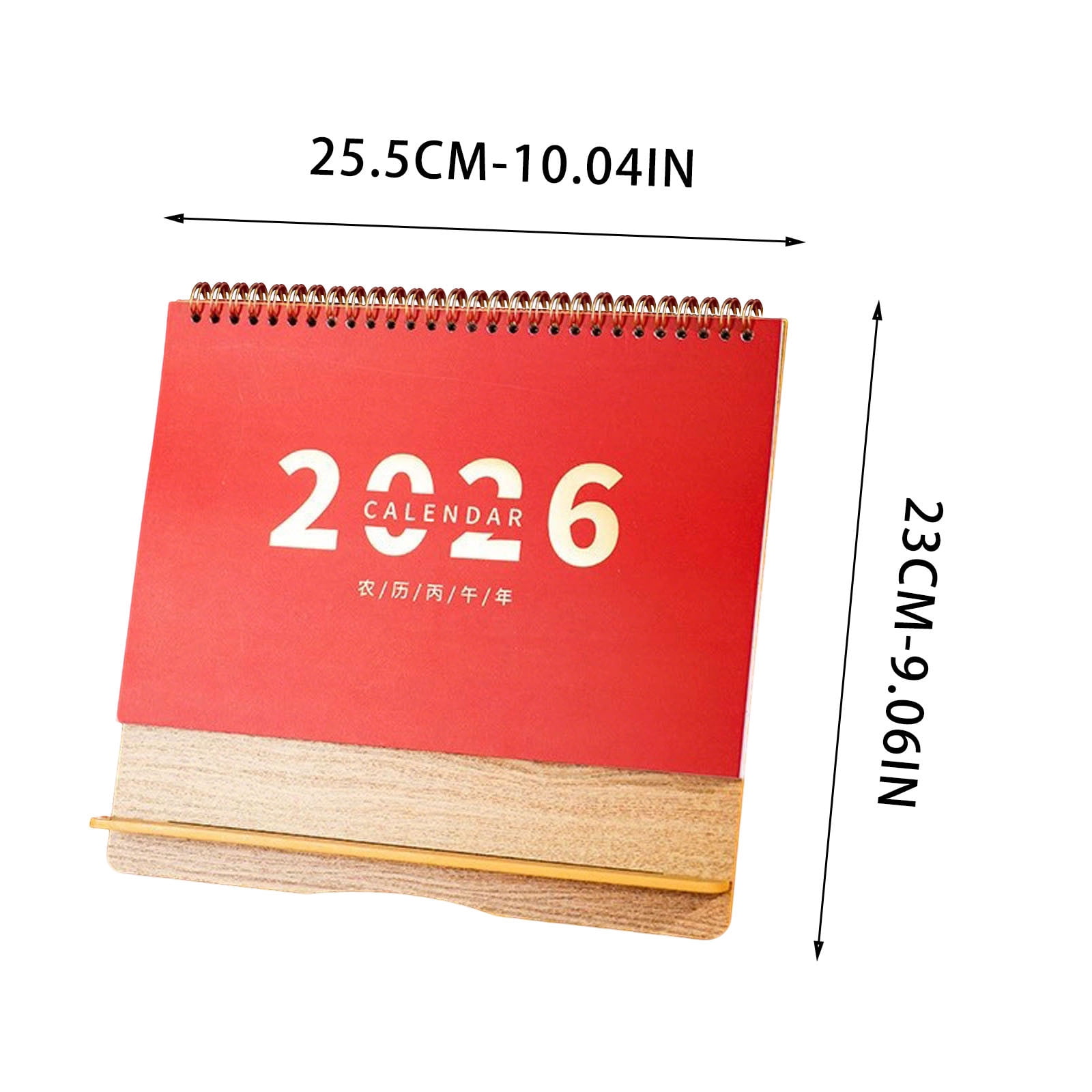 Desk Calendar 2026, Mini Horizontal Desktop Calendar with Stand, 2026 Chinese Year Gift, Office Desk Organizer, Thick Paper, Stable Triangular Base, Flat Lay Binding, Festive Red Decoration