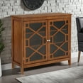 thumbnail image 2 of Linon Betty Large Storage Cabinet Decorative Glass Doors in Brown Stained Wood, 2 of 14