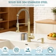 thumbnail image 6 of Wowkk Kitchen Sink Faucets with Pull Down Sprayer and Soap Dispenser, 304 Stainless Steel Single Handle Kitchen Faucet, 2 Water Modes with Deck Plate for Laundry Utility Camper, Brushed Gold, 6 of 10