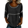 thumbnail image 1 of Blusas para las Mujeres Casual Verano Suave Y Cómodo Suelto Camiseta Blusa Cuello en V Manga Larga Camiseta Denim Vestido Mujeres para la Oficina Entrenamiento Al Aire Libre, 1 of 9