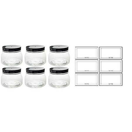 Clear PET Plastic (BPA Free) Tuscany Refillable Jar 8 oz / 240 ml - (6 pack) +