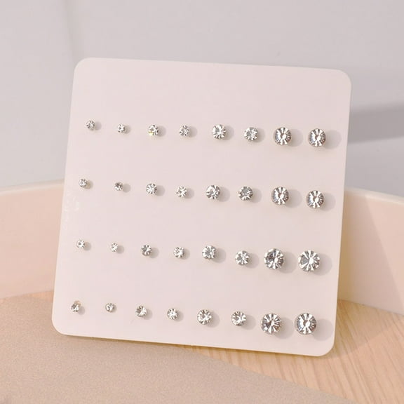 New Multi Color Zircon Fashion Versatile Earring Set(20 pairs per set)