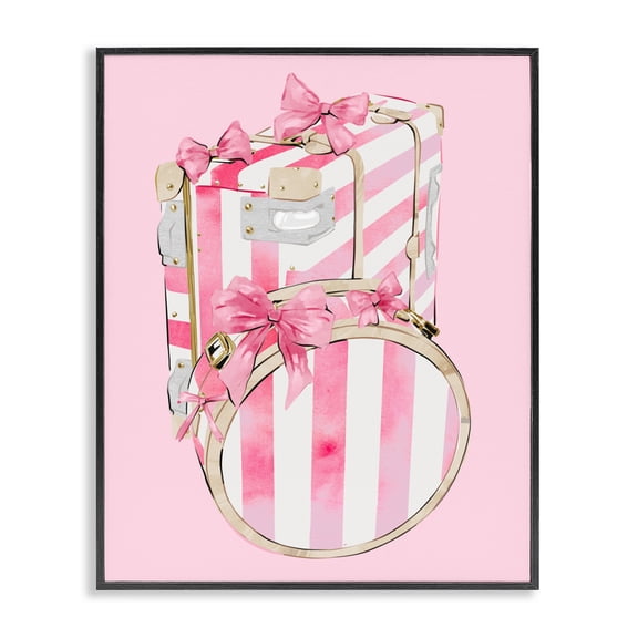 Pastel Stripe Luggage Black Framed Giclee Art, design by Ziwei Li